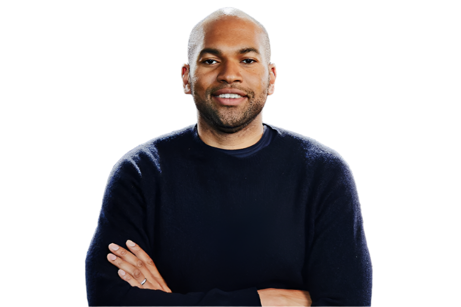 Man in a dark sweater with text about O.R.S Hydration on a black background